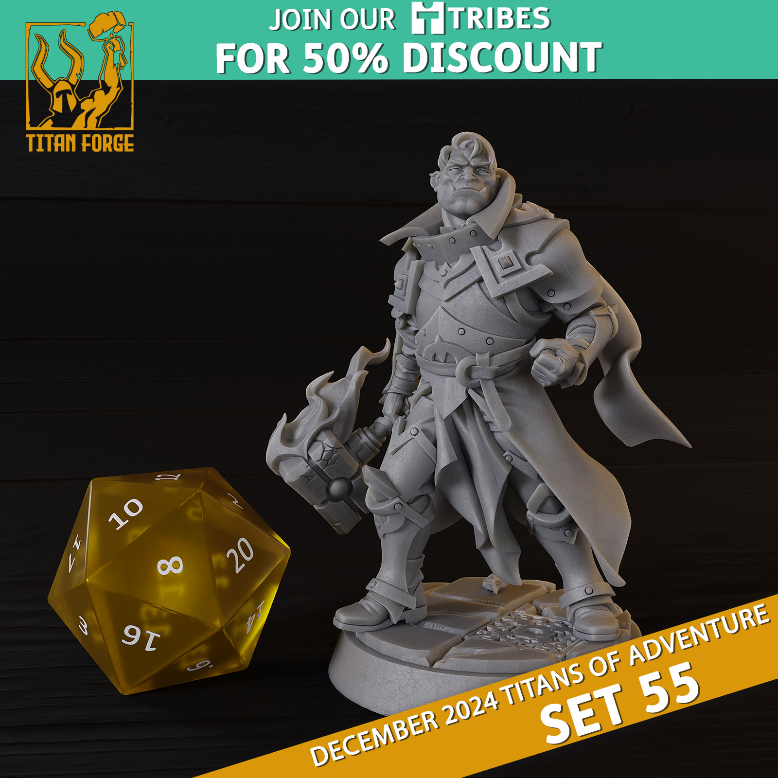 Half-Orc Male Paladin - DnD Hero Characters - Titans of Adventure Set 55